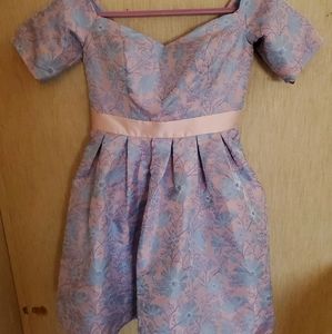 Chi Chi Pink and Blue Embroidered Flower Dress